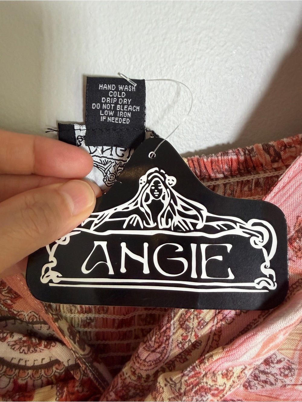 Angie Boho Pink Paisley High Low Maxi Dress Romantic Cottagecore Festival LARGE - Picture 9 of 14